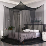 Gothic Black Bed Canopy – 4-Post Mosquito Net for Full, Queen & King Size Beds (Indoor/Outdoor Use)