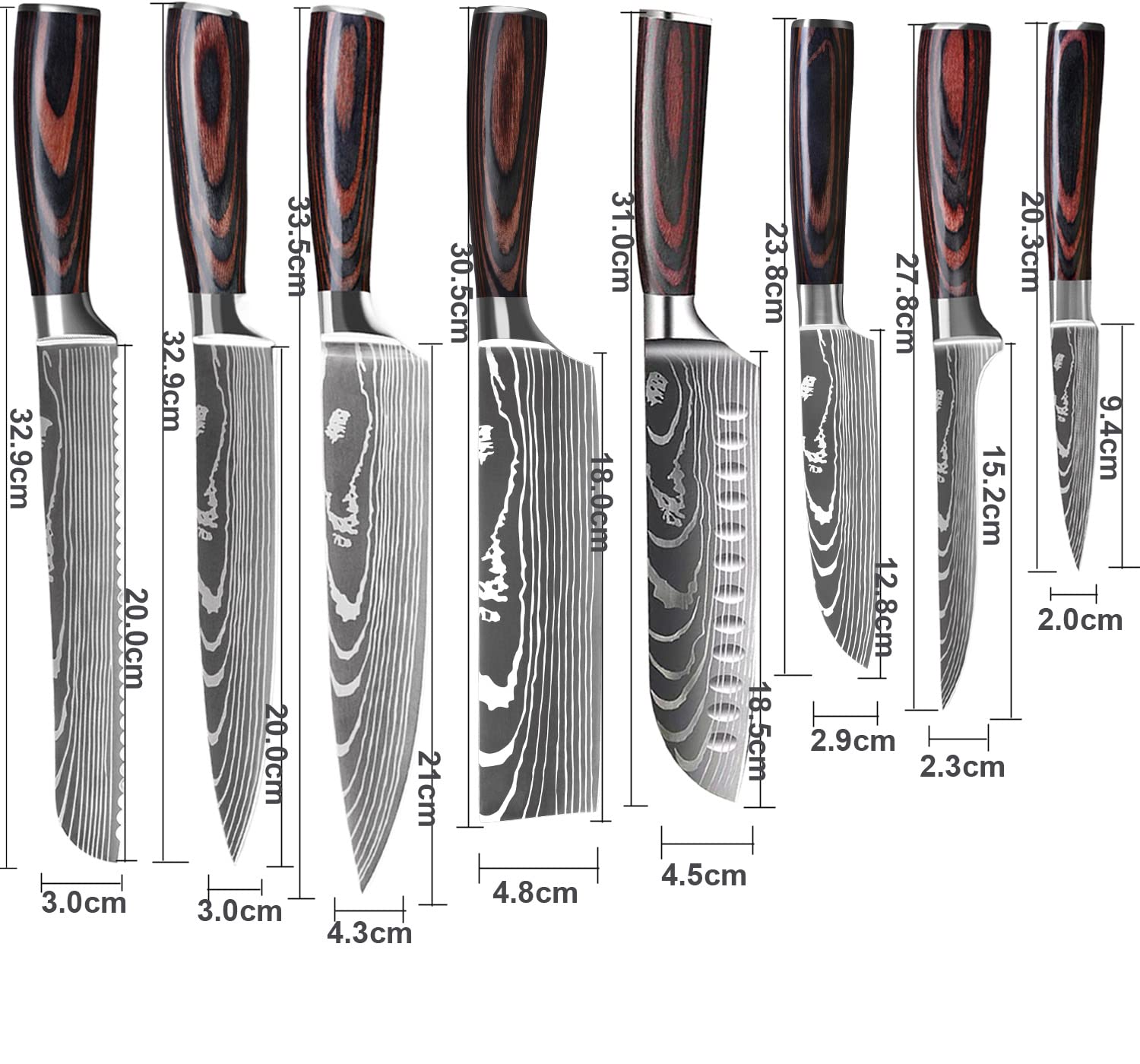 8-Piece Professional Kitchen Knife Set – High Carbon Stainless Steel, Ultra Sharp Blades