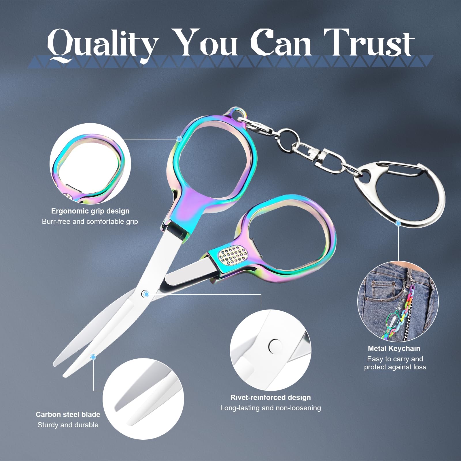 Nurse Badge Folding Scissors – TSA Approved Mini Safety Scissors with Keychain (2-Pack)