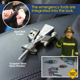 STINGER Metal Portable Door Lock – Heavy-Duty Travel Security with Glass Breaker & Seatbelt Cutter (Gray)