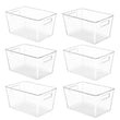 6-Pack Clear Pantry Organizer Bins – Plastic Storage Containers with Handles (Clear)