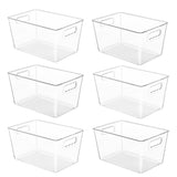 6-Pack Clear Pantry Organizer Bins – Plastic Storage Containers with Handles (Clear)