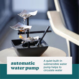 Homedics Tabletop Water Fountain Zen Relaxation Indoor Decor with Soothing Sound LED Light Black