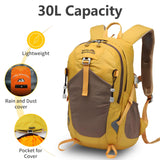 Royal Mountain 30L Lightweight Hiking Backpack with Rain Cover – Foldable Travel Daypack for Men & Women, Yellow