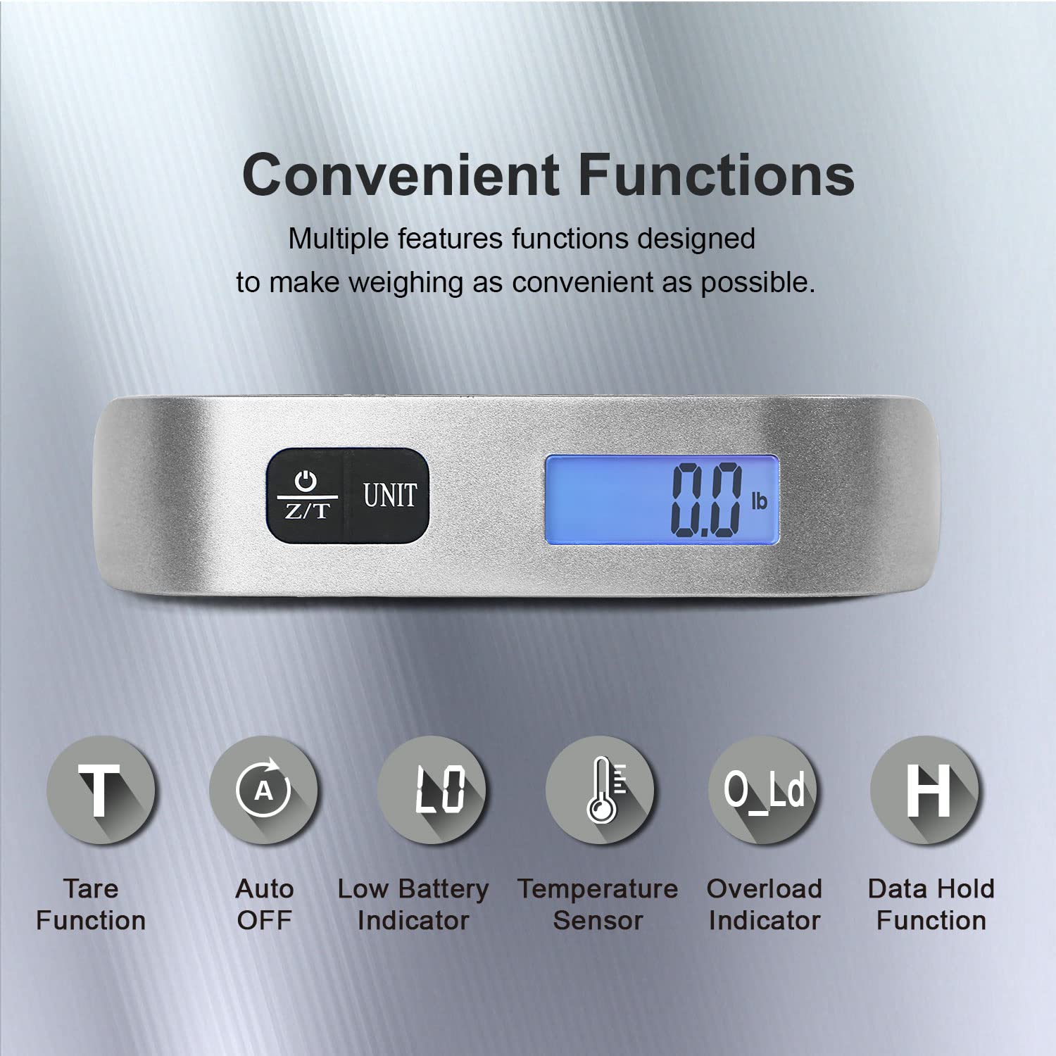 Portable Digital Luggage Scale with LCD Backlight – 110lb/50kg Capacity Travel Baggage Weight Scale with Data Lock & Rubber Grip Handle