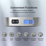 Portable Digital Luggage Scale with LCD Backlight – 110lb/50kg Capacity Travel Baggage Weight Scale with Data Lock & Rubber Grip Handle