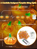 30 LED Orange Pumpkin String Lights – Battery Operated Fairy Lights with Remote, 8 Modes & Timer for Halloween & Fall Décor