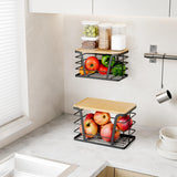 Trash Bag Organizer Dispenser Set (2-Pack) – Stackable Wall-Mount Storage with Bamboo Top for Kitchen, Pantry & Laundry