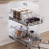 Heavy-Duty Pull-Out Cabinet Organizer – 1 Tier Slide-Out Drawer (Chrome-Plated)