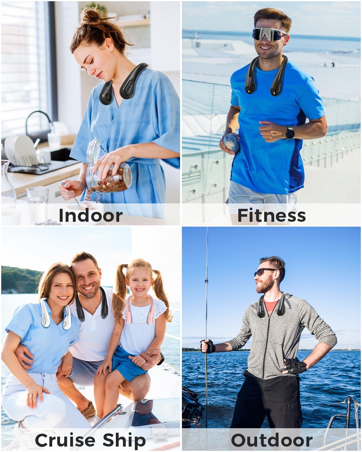Rechargeable Bladeless Neck Fan – 360° Wearable Cooling Fan with 3 Speeds & 5000mAh Battery