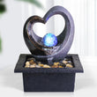 Modern RGB LED Tabletop Waterfall Fountain with Crystal Spin Ball – Polyresin Indoor Zen Decor (Black)