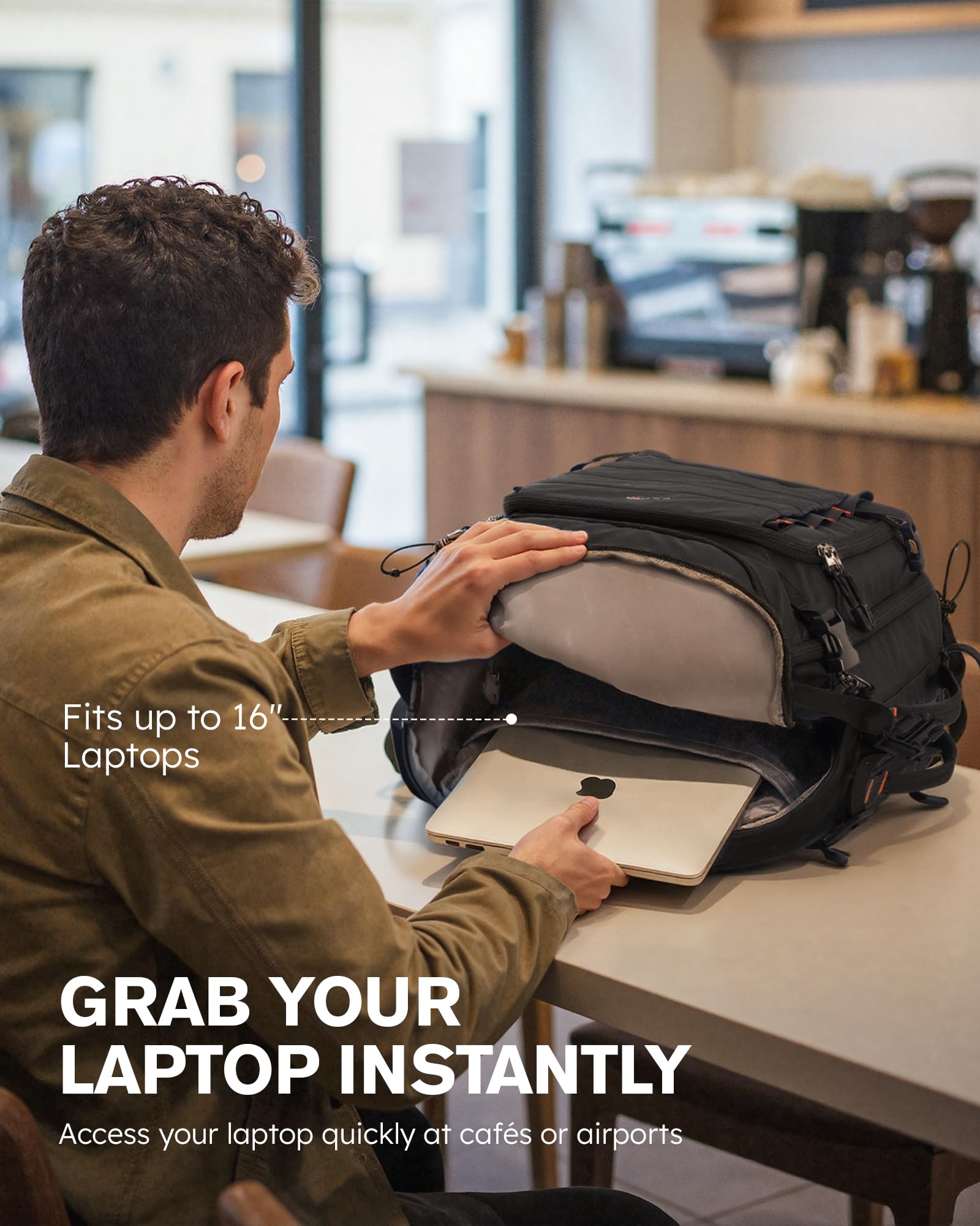 Tolaccea 40L Carry-On Travel Backpack with Packing Cubes – Laptop Backpack, Black
