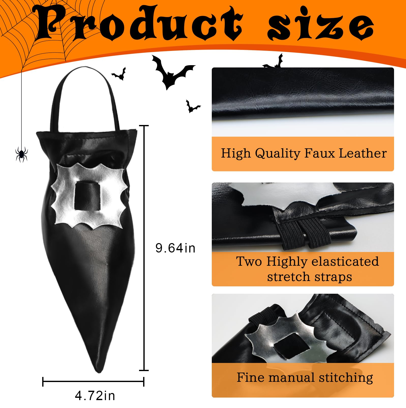 Black Witch Shoe Covers with Buckle – Adjustable Faux Leather Halloween Costume Accessory for Women