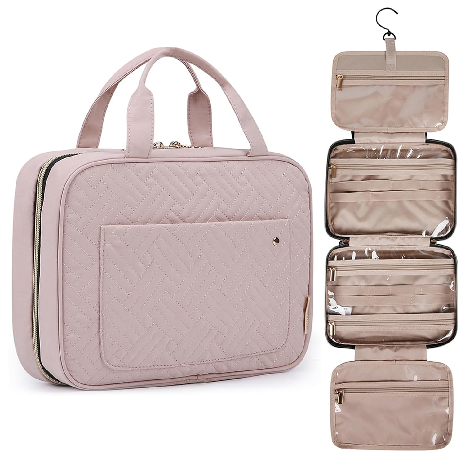 Premium Hanging Toiletry Bag with 360° Hook & Clear Travel Compartments