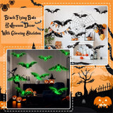 Halloween Glowing Hanging Bats – 12 Pack (Black, Glow-in-the-Dark Eyes)