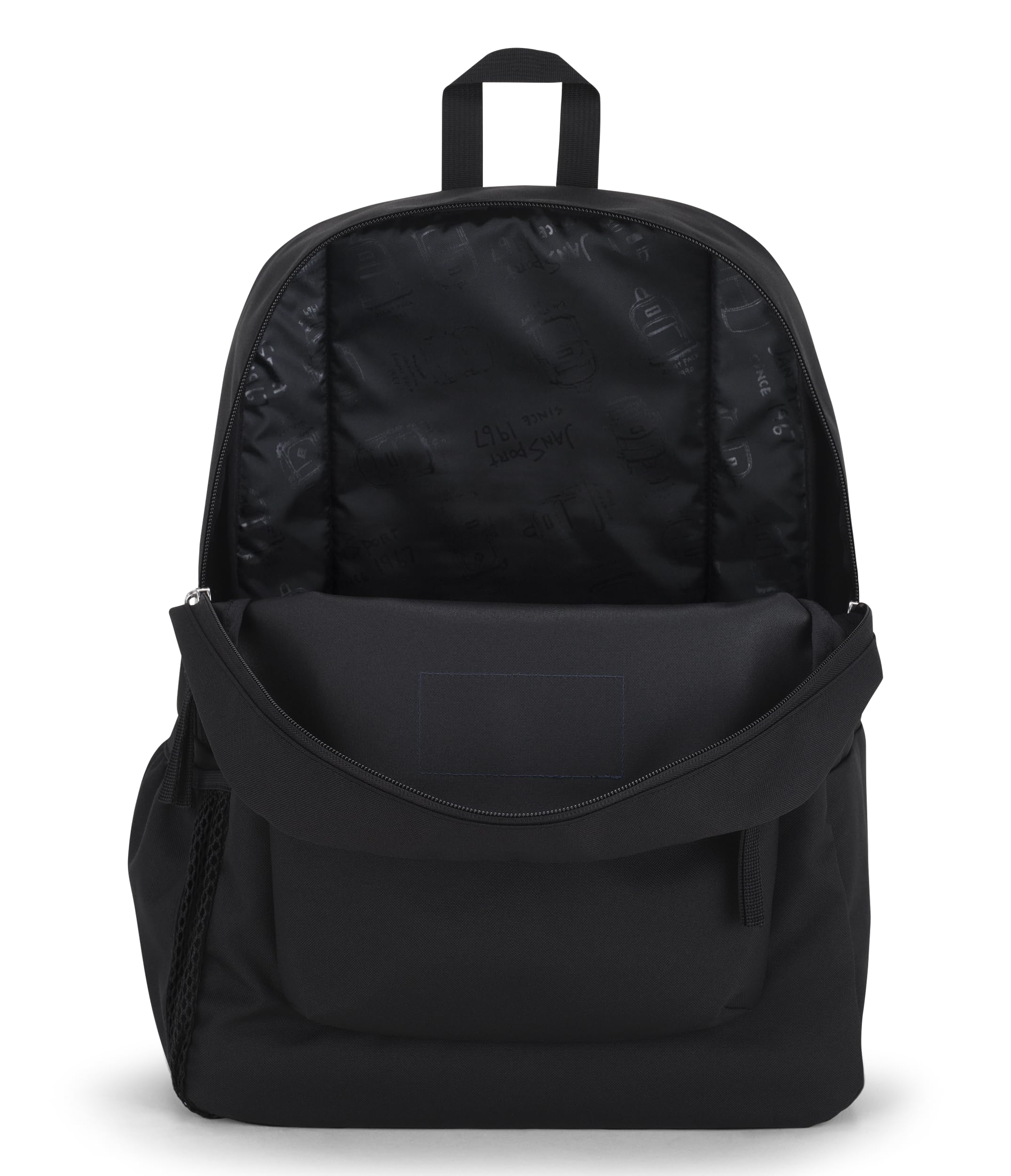 JanSport Cross Town Backpack – Classic Everyday Backpack with Front Organizer & Bottle Pocket (Black)
