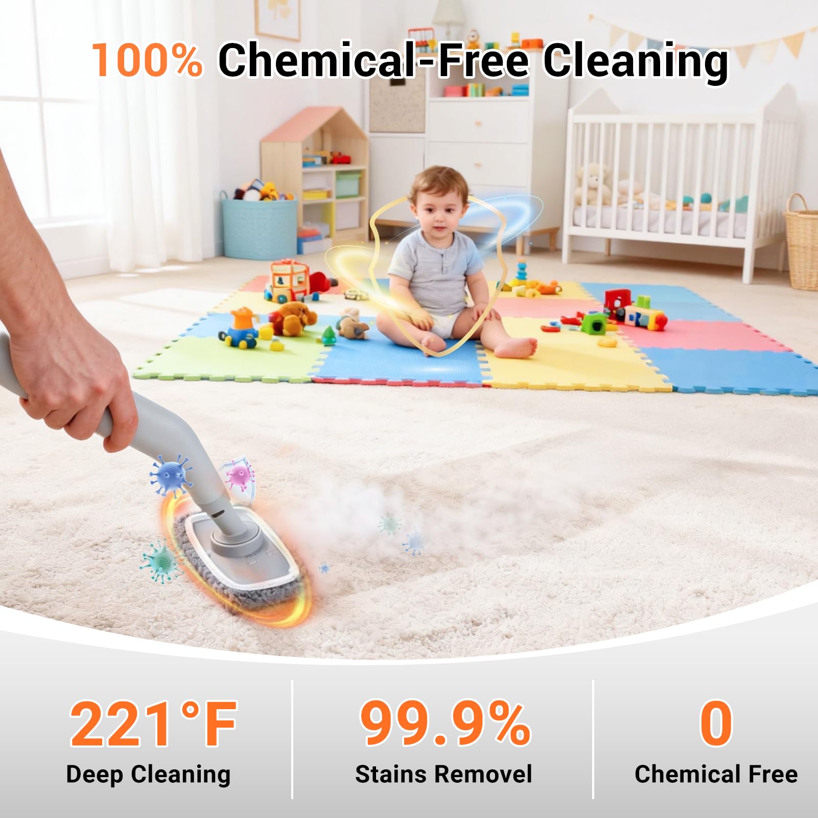 Portable Handheld Steam Cleaner 1500W High Pressure Multi-Surface Cleaning System with 9 Accessories