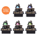 Modern Rock Zen Tabletop Fountain with LED Crystal Ball – Multi-Layer Resin Indoor Water Feature