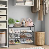 KANAV 4-Tier Expandable Shoe Rack – Adjustable Stainless Steel Shoe Organizer for Entryway & Closet (Black)