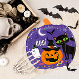 Halloween Party Tableware Set – 72 Pcs Pumpkin Plates, Cups & Napkins with Ghost & Cat Designs, Disposable Party Supplies