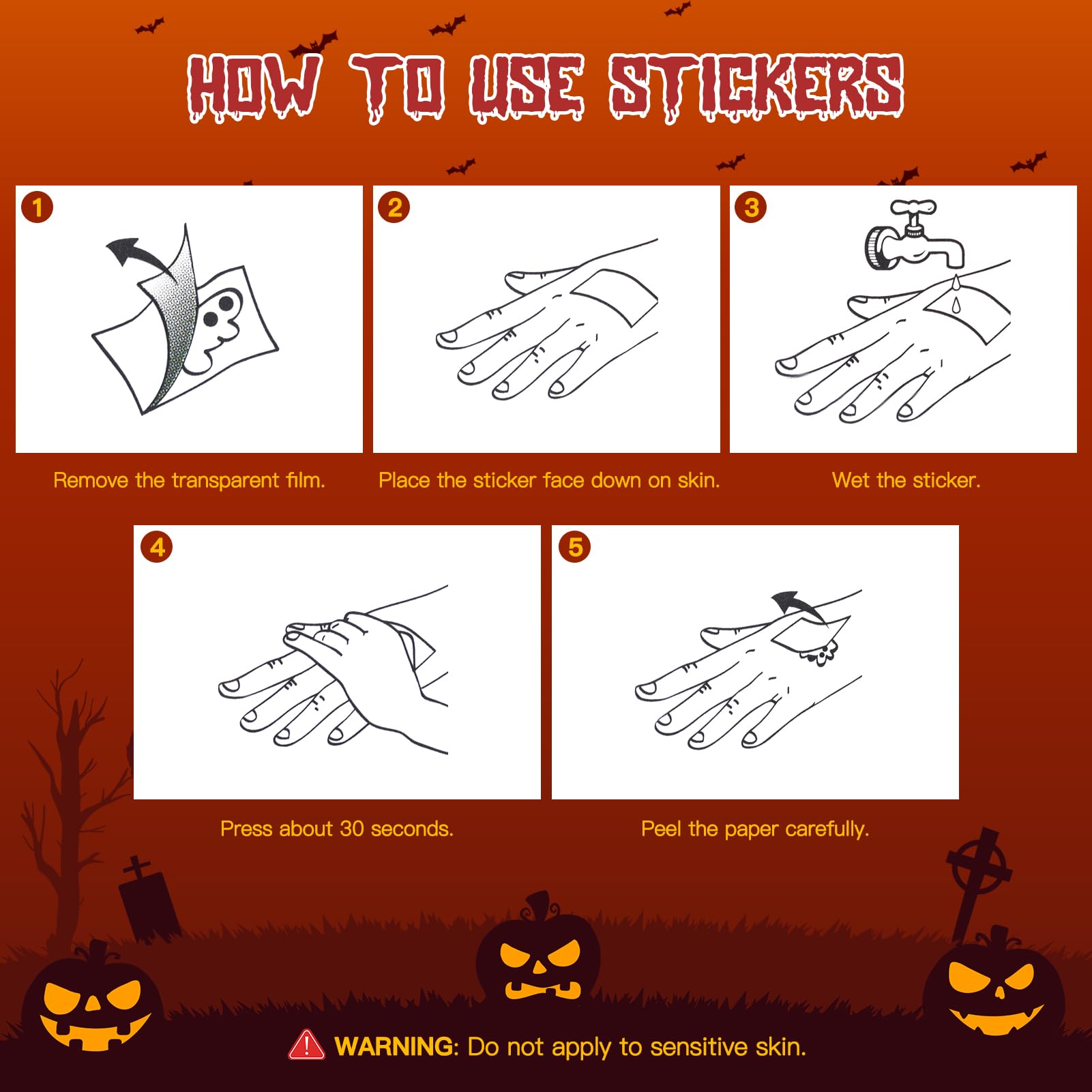 White Vampire Fangs & Scar Stickers Set – 9 Pairs Resin Teeth with Adhesive & 3 Sizes (15mm, 17mm, 19mm)