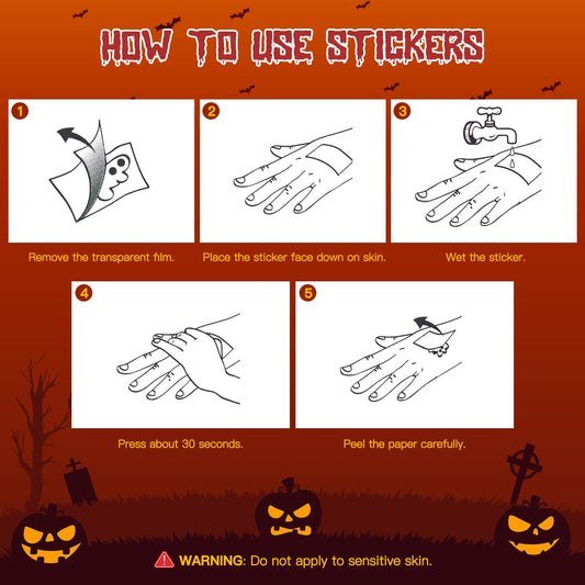 White Vampire Fangs & Scar Stickers Set – 9 Pairs Resin Teeth with Adhesive & 3 Sizes (15mm, 17mm, 19mm)