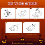 White Vampire Fangs & Scar Stickers Set – 9 Pairs Resin Teeth with Adhesive & 3 Sizes (15mm, 17mm, 19mm)
