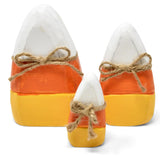 Rustic Wooden Candy Corn Table Decor – Set of 3 Fall & Halloween Centerpieces (Orange, Yellow & White)