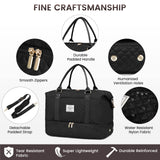 LOVEVOOK Women’s Travel Duffle Bag – Carry-On Weekender with Shoe Compartment, Wet Pocket & Toiletry Bag (Black)