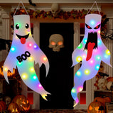 2-Pack Light-Up Hanging Ghosts – Large Outdoor Halloween Decorations with LED Lights (47 Inches, 1A-2Pack)