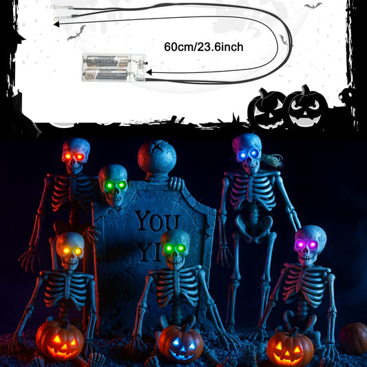 Halloween LED Glowing Eyes – 6 Colors, 23.6" Wire, Battery Powered Lights for Pumpkins, Masks & Spooky Décor