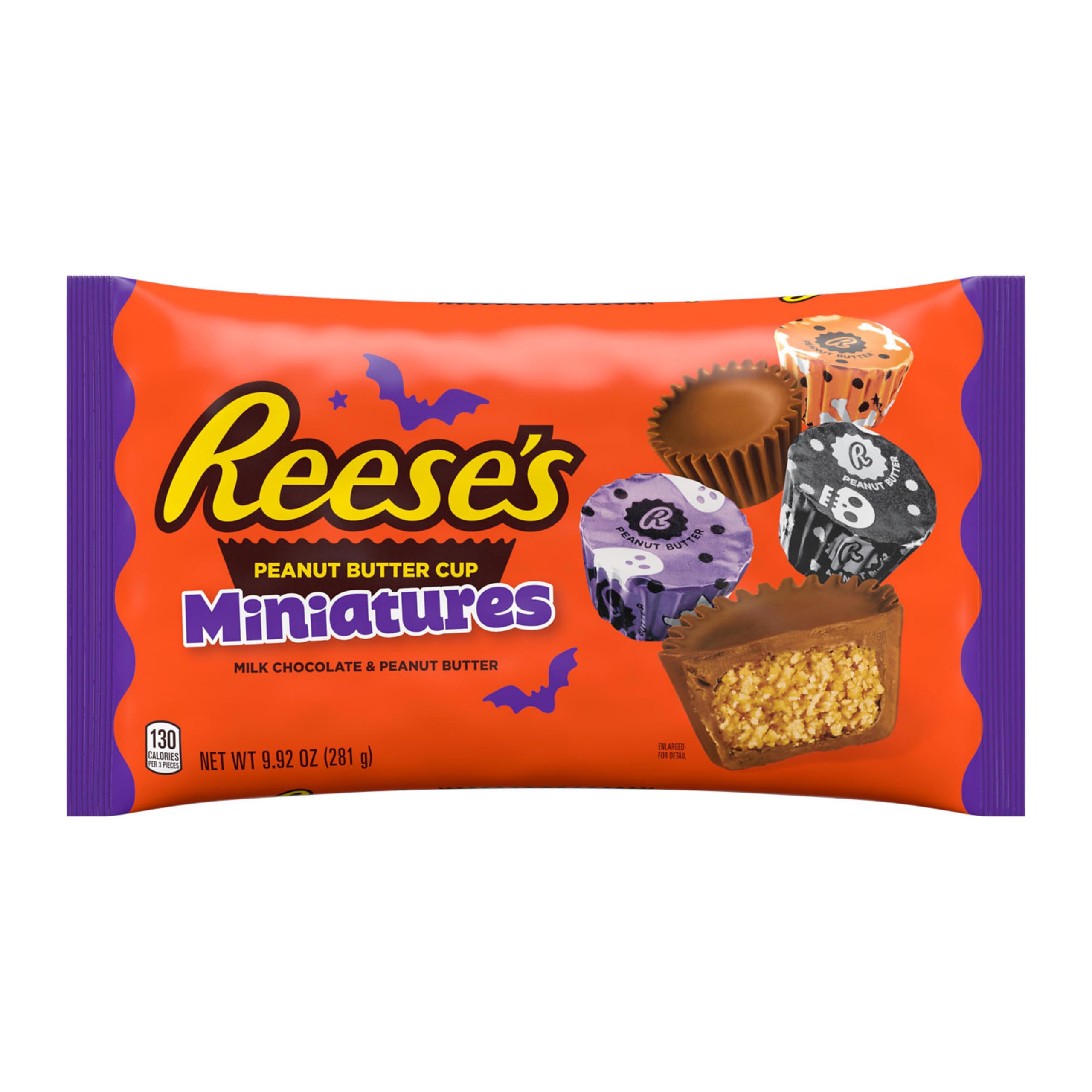 REESE’S Miniatures Milk Chocolate Peanut Butter Cups – Halloween Candy, 9.92 oz Bag