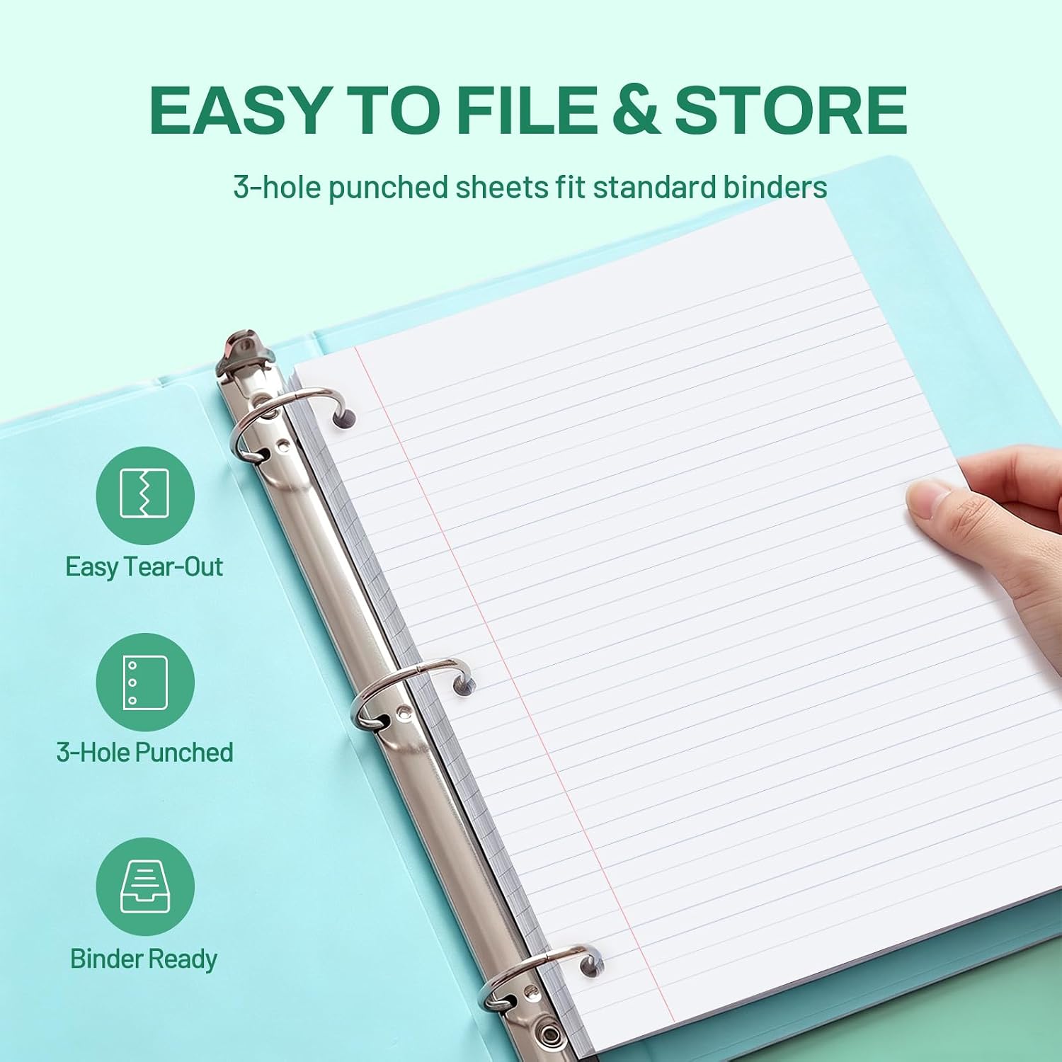 All-in-One Study Notebook with 5 Pocket Dividers, 400 College Ruled Pages and Binder-Ready Sheets
