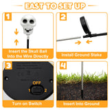 Solar Skull Pathway Lights – Cool White LED Halloween Yard Decorations with Twinkle & Steady Modes (4-Pack, SP-25)