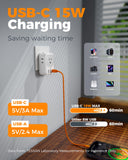 European Travel Plug Adapter with USB-C – 7 in 1 EU Power Adapter with 4 Outlets and USB Ports