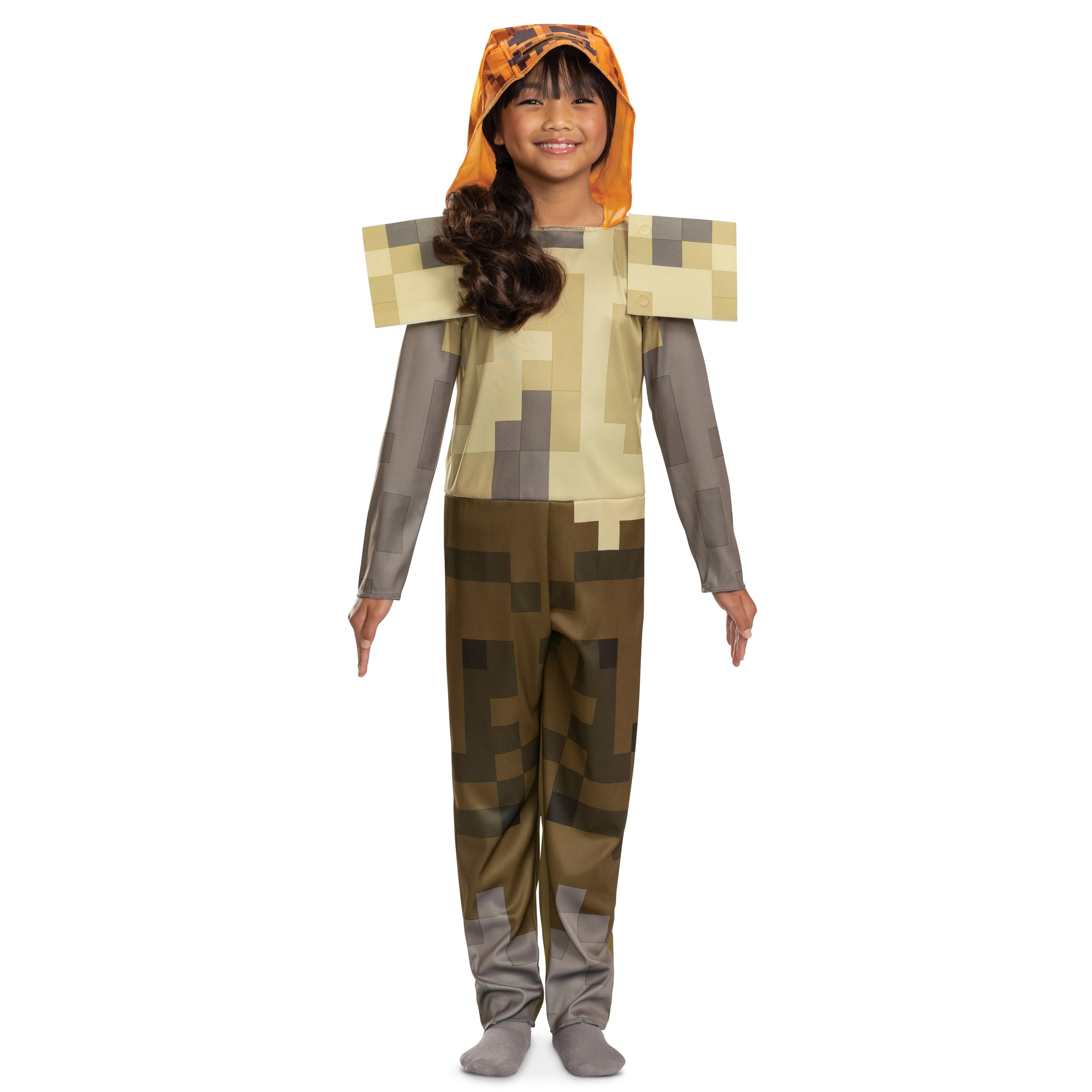 Minecraft Husk Jack O’Lantern Costume – Official Licensed Pixelated Jumpsuit with Hood for Halloween & Cosplay