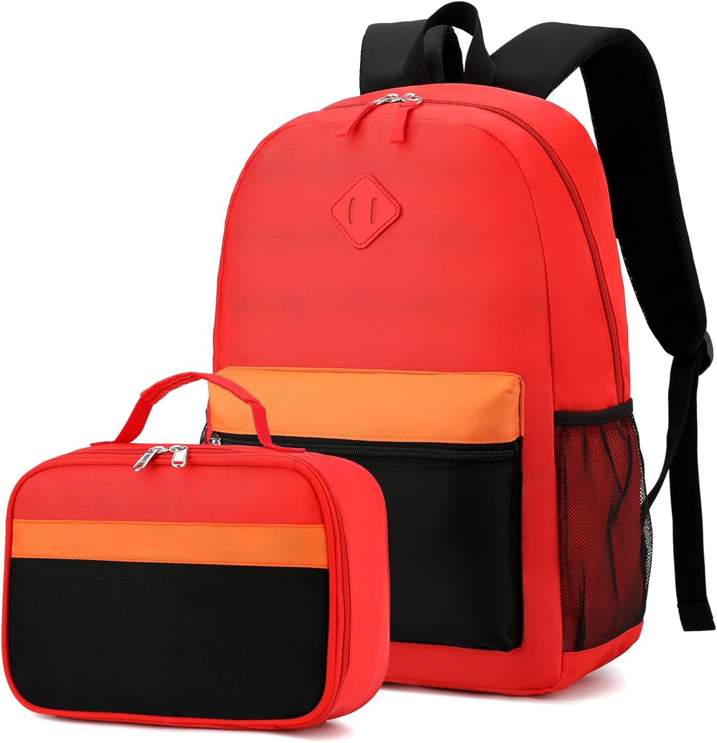 Black Grey Kids Backpack Set with Insulated Lunch Bag