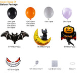 Halloween Balloon Garland Kit – 135pcs Black, Orange, Gray Balloons with Foil Bats, Cat Moon & Accessories