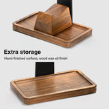 UPERGO Walnut Wood Headset Stand with Gaming Controller Holder & Storage Base for PS5, Xbox and Desk Setup Organization