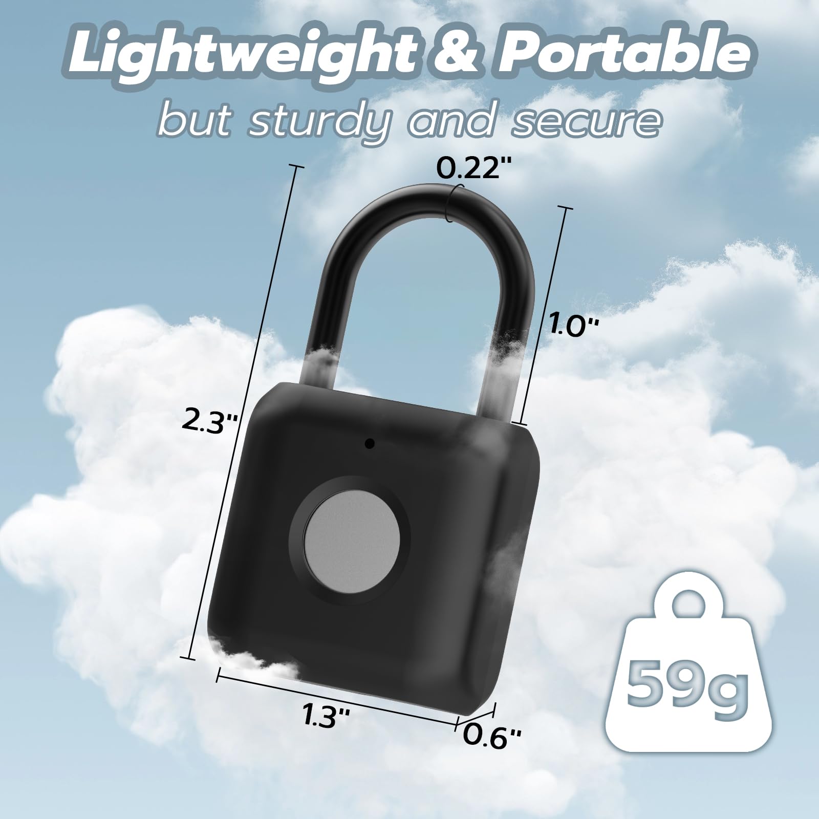eSmartLock Bluetooth Fingerprint Padlock with App Control, USB Rechargeable Biometric Lock for Gym Locker, Luggage & Storage