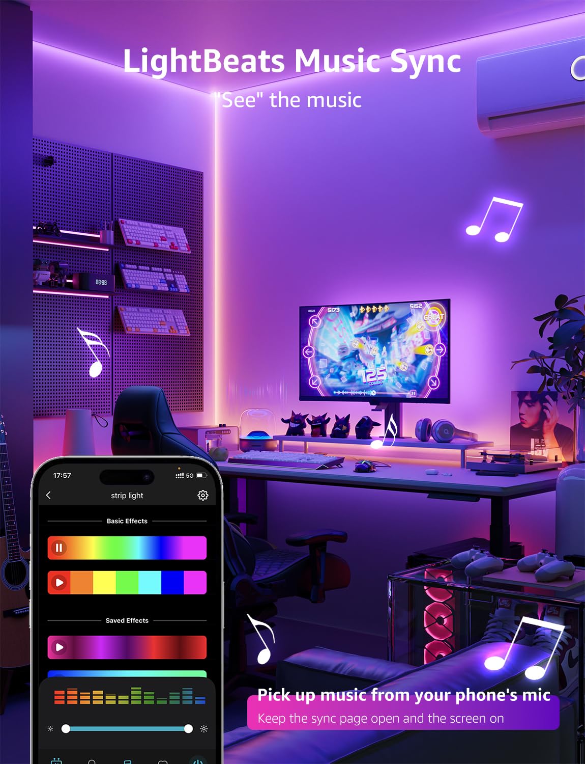Lepro AI Smart RGB LED Strip Lights – 16M Colors WiFi Music Sync LightGPM Design Assistant