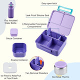 Kids 5-Compartment Bento Lunch Set with 8 oz Food Jar, 17 oz Insulated Bottle and Lunch Bag