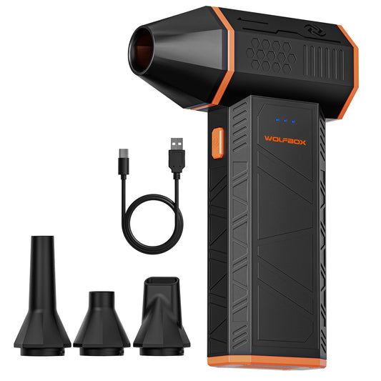 WOLFBOX MF50 Electric Air Duster 110000RPM Turbo Compressed Air Blower with 3 Speed Modes Fast Rechargeable Cleaning Tool for Keyboard PC Car – Black