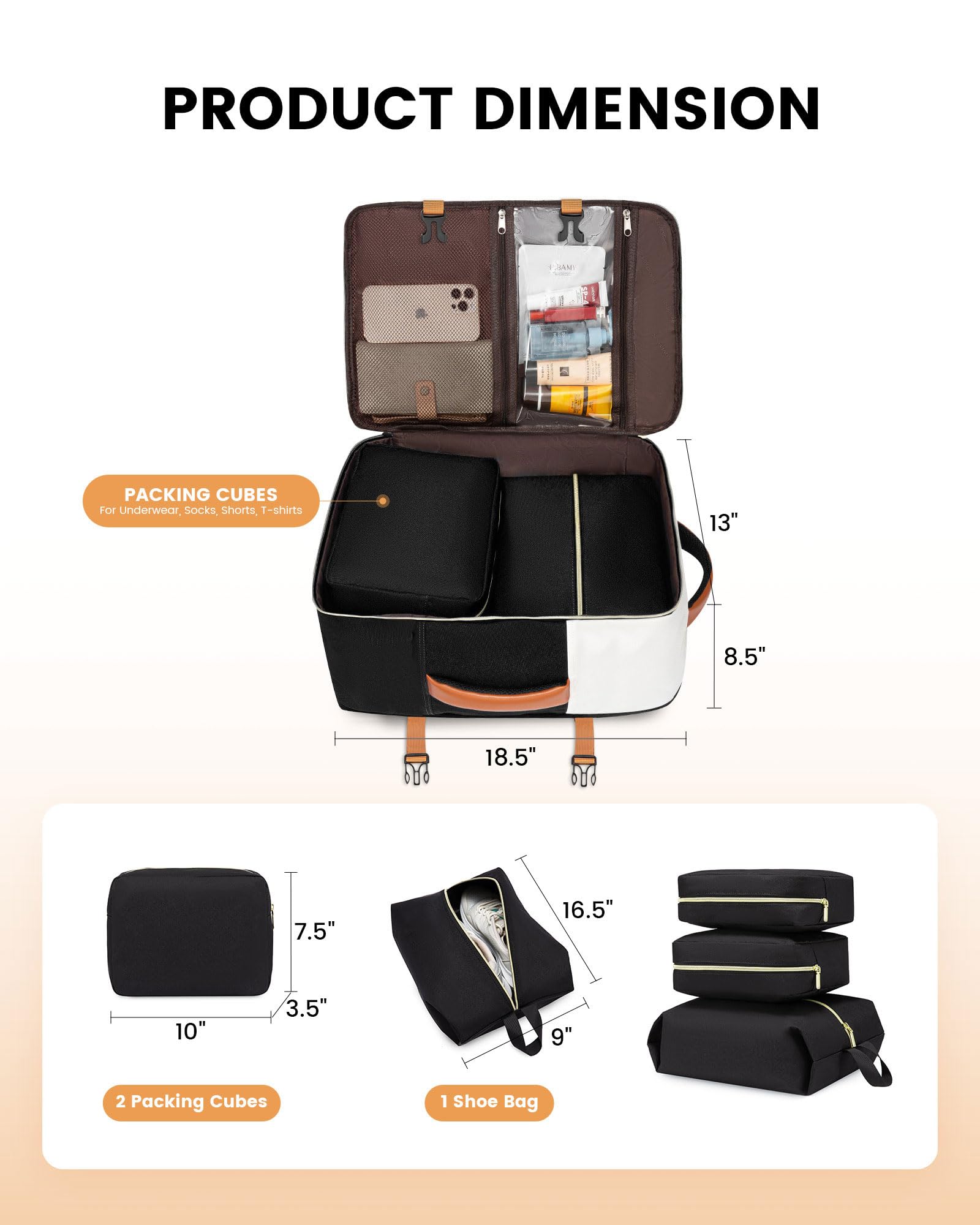 40L Carry-On Travel Backpack for Women – Airline Approved Laptop Backpack with Packing Cubes, TSA Opening & Anti-Theft Pocket