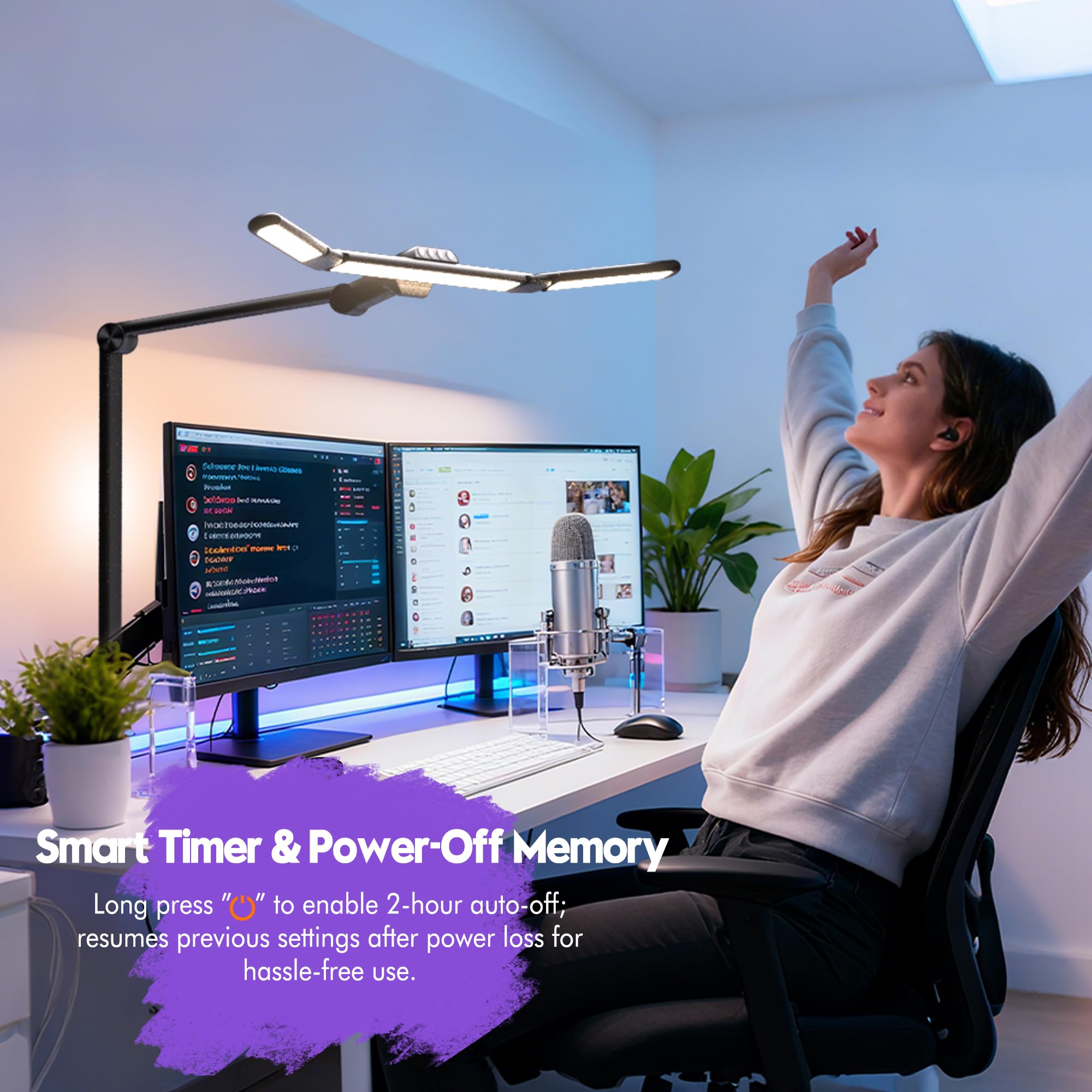 Quntis Professional LED Desk Lamp – 1100LM Monitor Light with Motion Sensor & 95 CRI Eye-Care Lighting