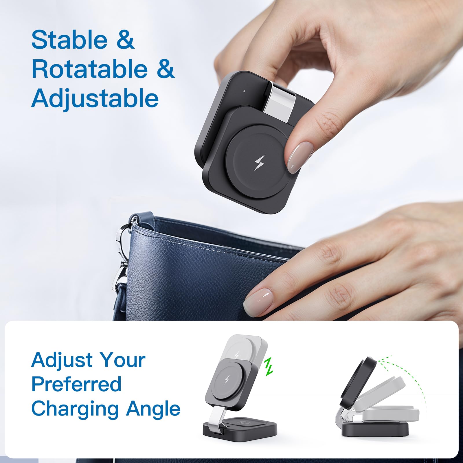 3-in-1 Foldable Magnetic Wireless Charging Station – Fast MagSafe Charger Stand for iPhone, Apple Watch & AirPods Portable Charging Dock