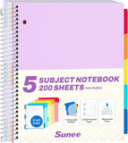 All-in-One Study Notebook with 5 Pocket Dividers, 400 College Ruled Pages and Binder-Ready Sheets
