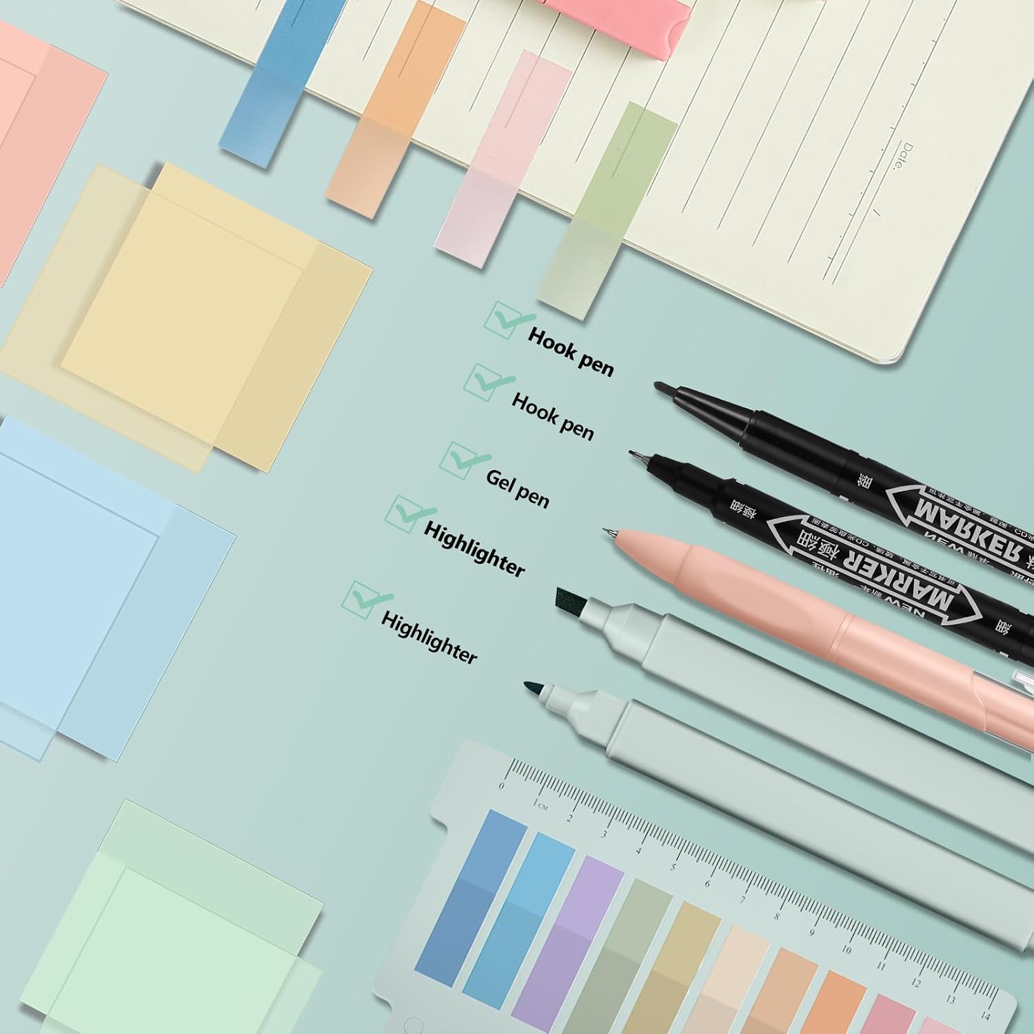 38-Piece Book Annotation Kit with Highlighters, Tabs and Sticky Notes