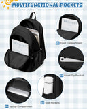 WINSPANSY Lightweight School Backpack for Teens & Adults – Water-Resistant Daypack with 14” Laptop Compartment (Black)