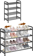 KANAV 4-Tier Expandable Shoe Rack – Adjustable Stainless Steel Shoe Organizer for Entryway & Closet (Black)